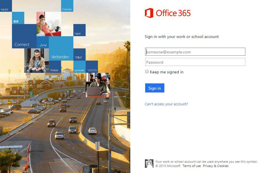 “Office 365登录”界面截图